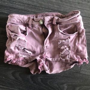 AE Highrise destroyed Shortie - Pink Size 2